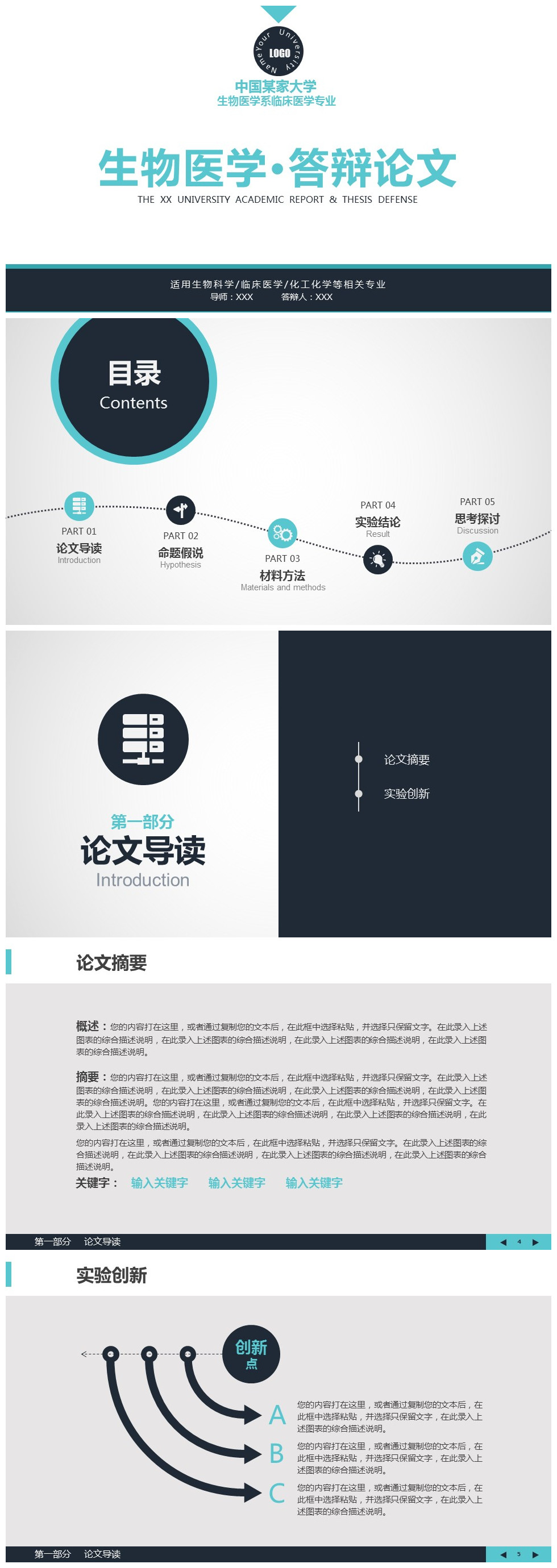 生物医学工程医疗医药通用毕业答辩PPT模板-聚给网