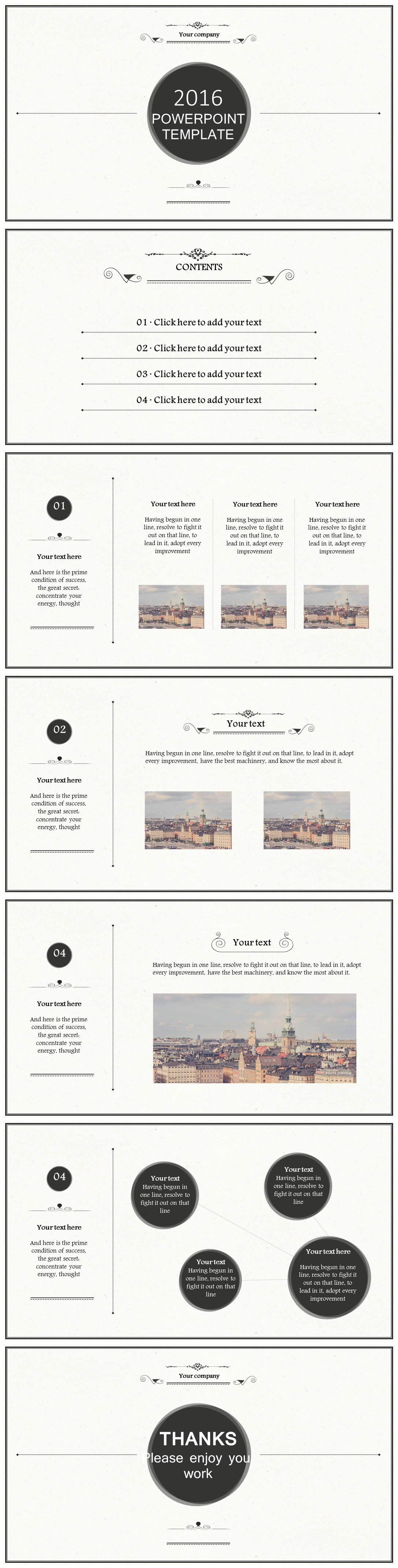 黑白简介英语商务PPT模板下载