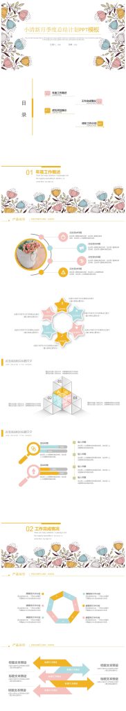 小清新简约季度总结计划PPT模板下载-聚给网