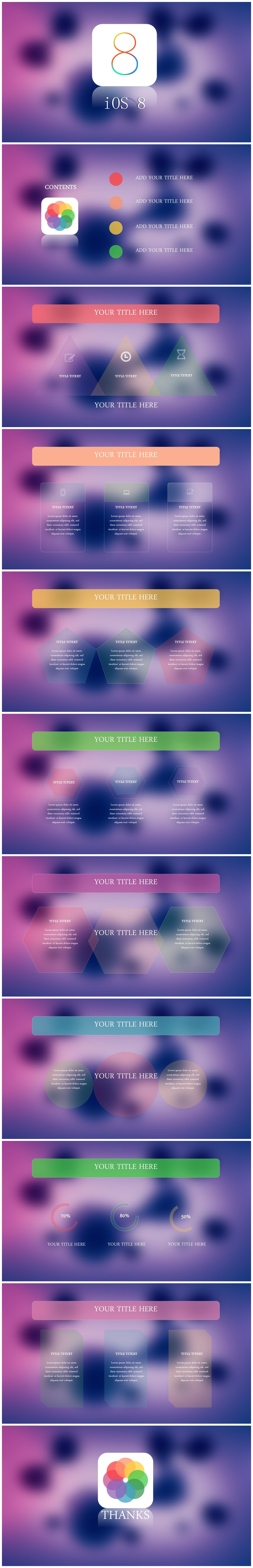 ios风格紫色渐变色背景艺术PPT模板下载