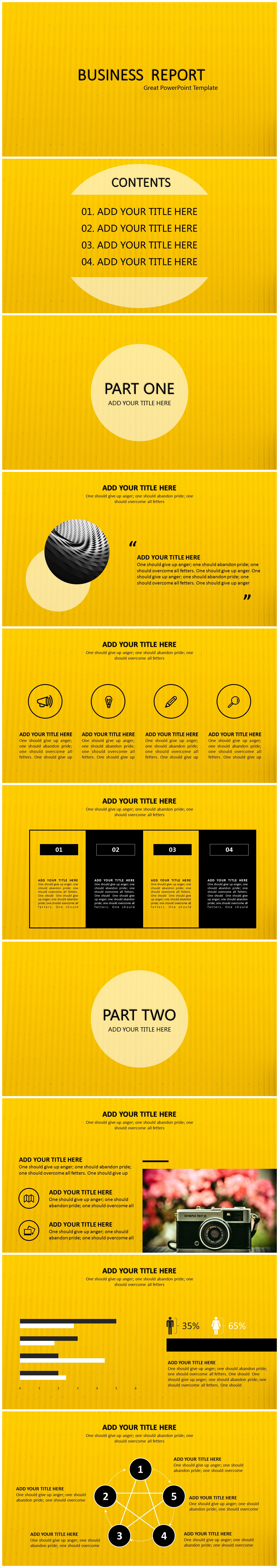 黄色可爱大气简约商务PPT模板下载
