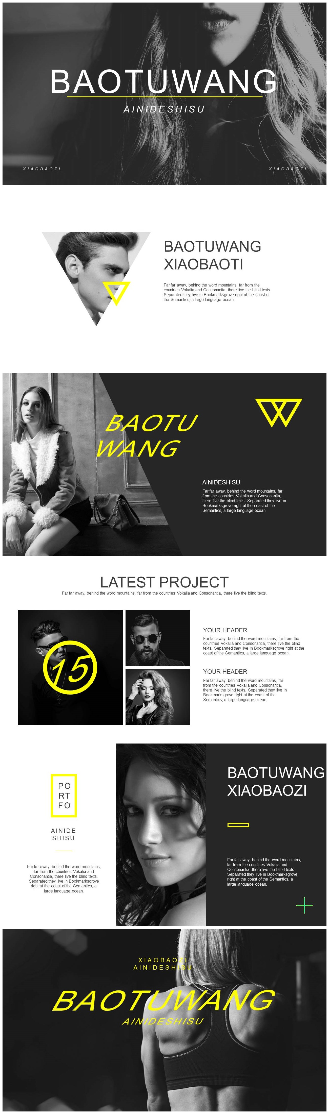 欧美时尚黑白杂志封面ppt模板