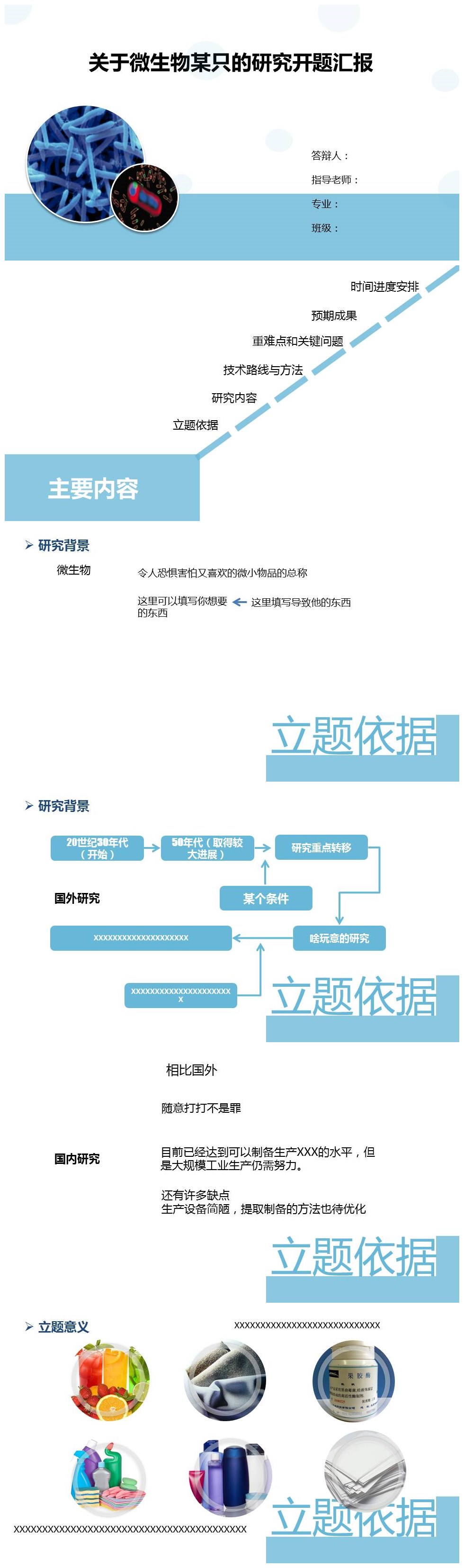 微生物研究开题汇报ppt模板-聚给网