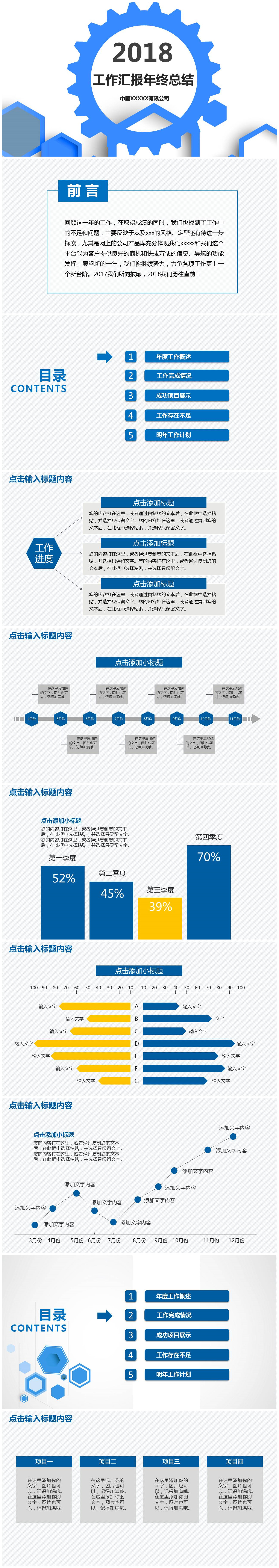 简洁工作汇报年终总结ppt模板-聚给网