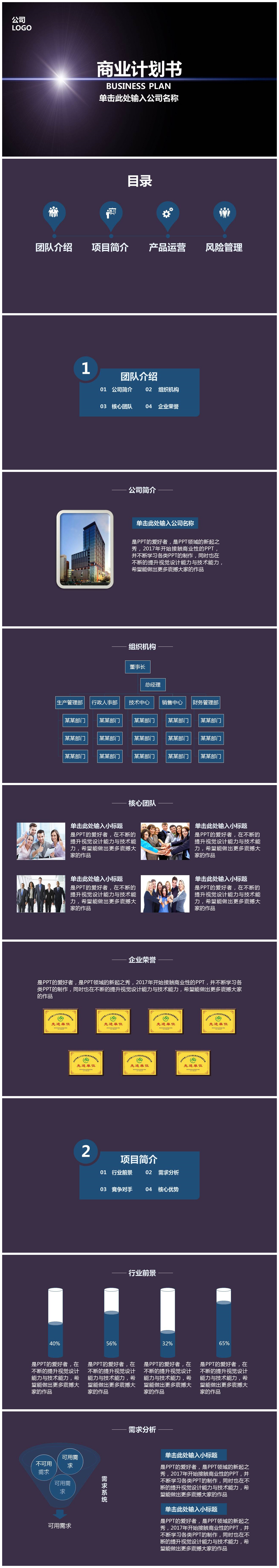 一抹星芒主题简易商业计划书ppt模板