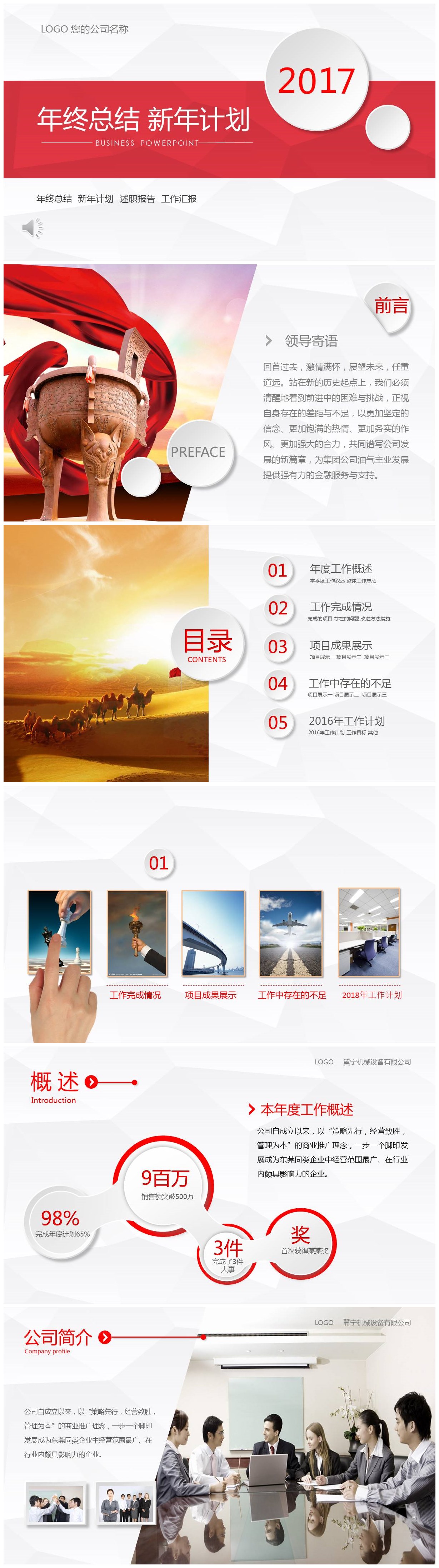 喜庆红色互联网行业年终工作总结ppt模板