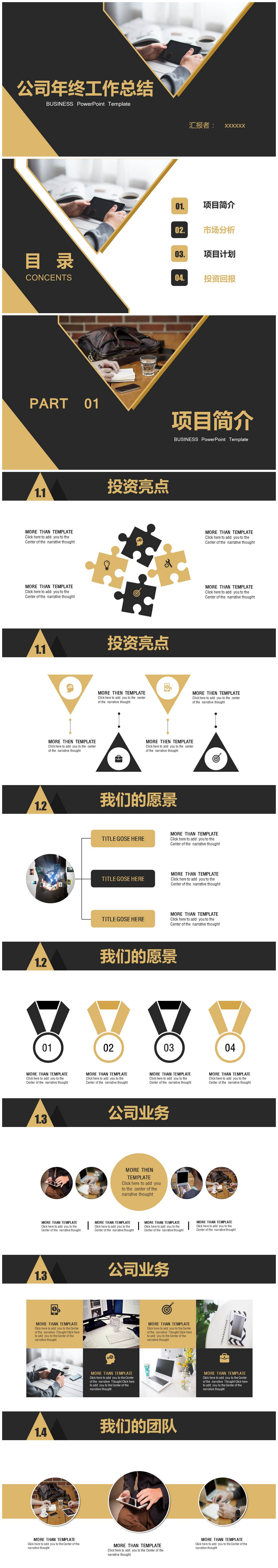 大气商务简洁公司年终工作总结ppt模板-聚给网