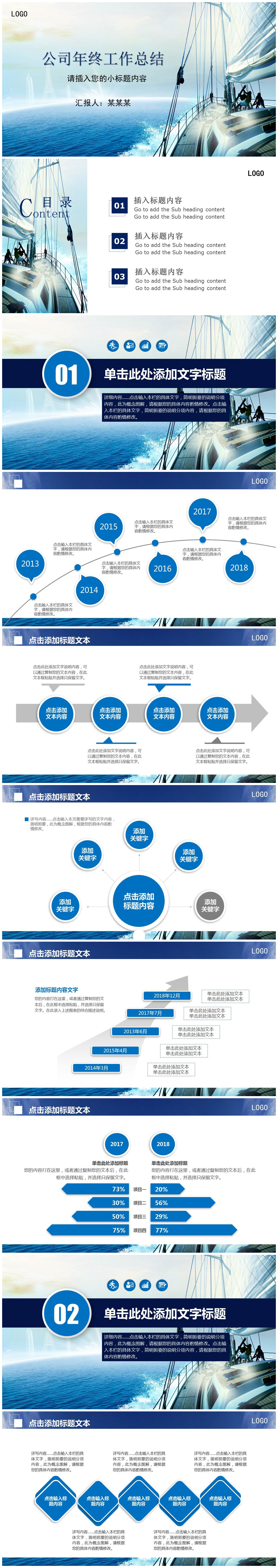 船舶游轮公司年终工作总结PPT模板-聚给网