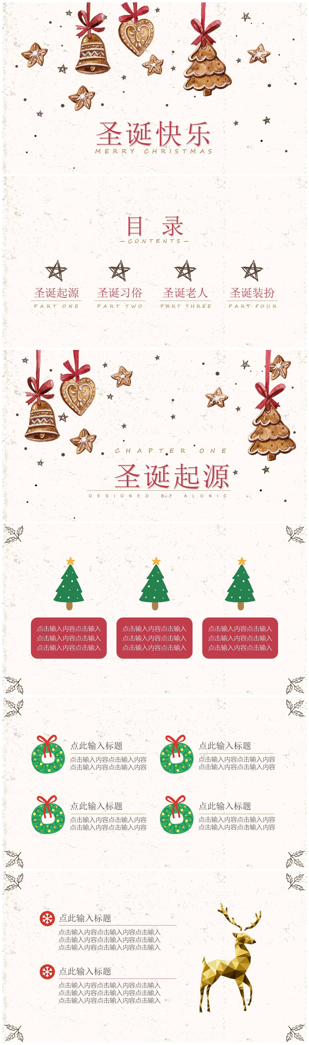 卡通可爱圣诞节来历简介宣传PPT模板