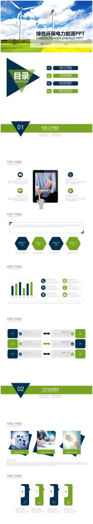 绿色环保风力电力能源PPT模板-聚给网