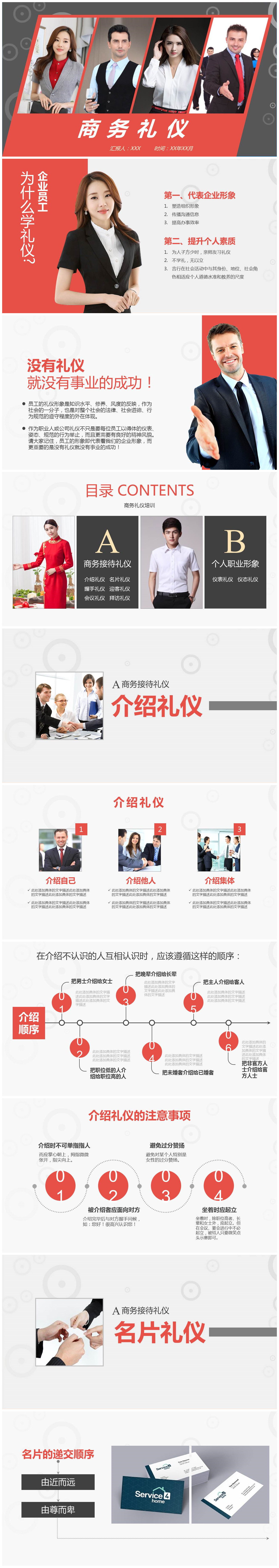 实用员工入职商务礼仪培训PPT模板