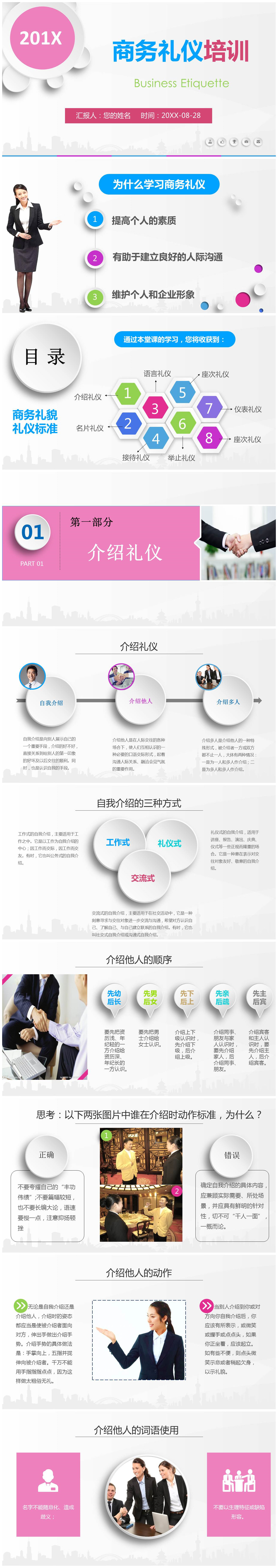 扁平化简洁商务礼仪培训PPT模板