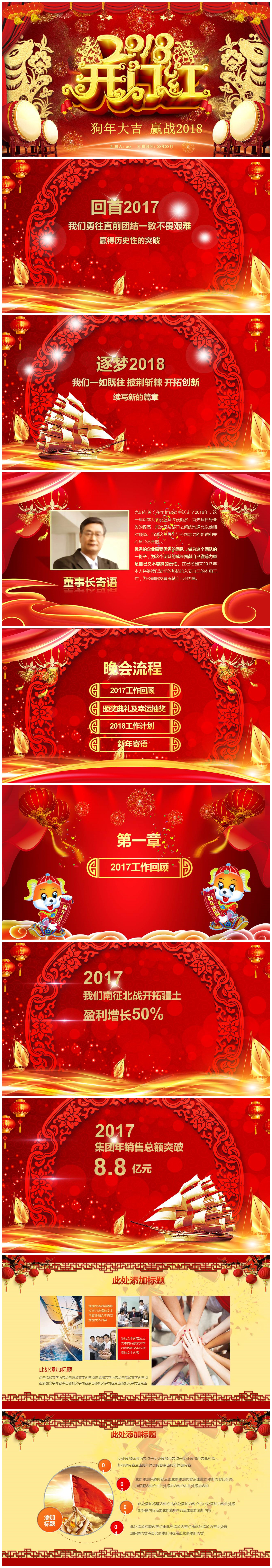 狗年大吉晚会开门红新春年终总结汇报ppt模板