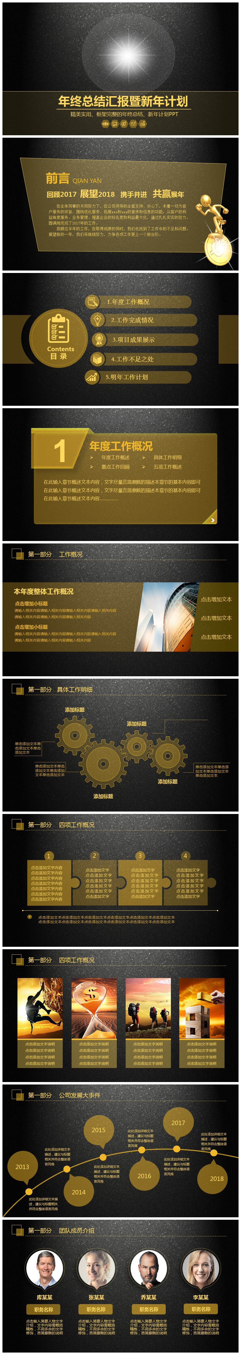 奢华商务创意公司年终工作总结PPT模板