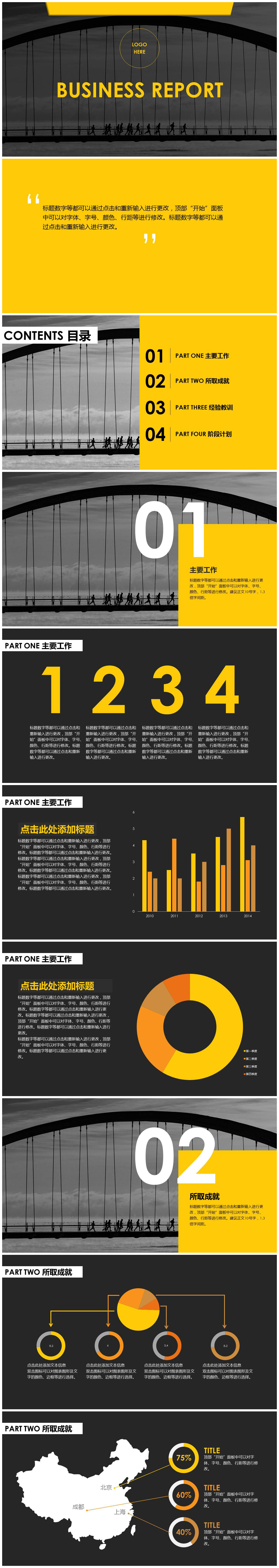 时尚创意欧美风公司年终工作总结PPT模板