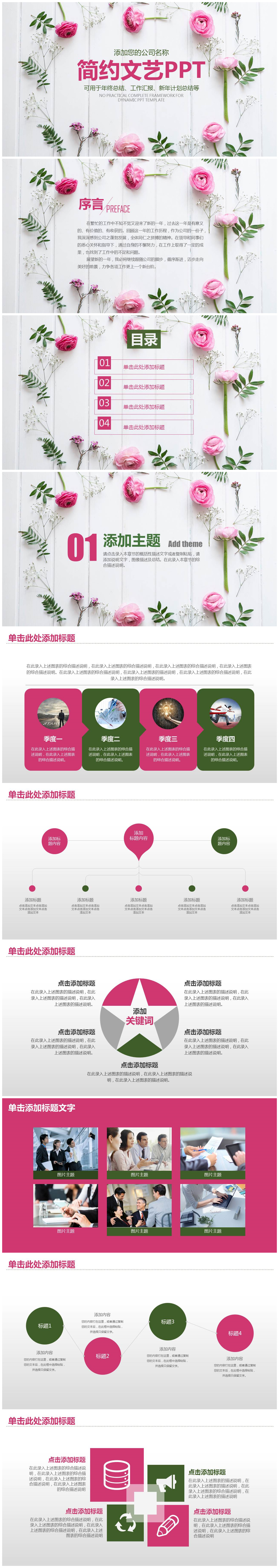 清新简约文艺公司年终工作总结PPT模板