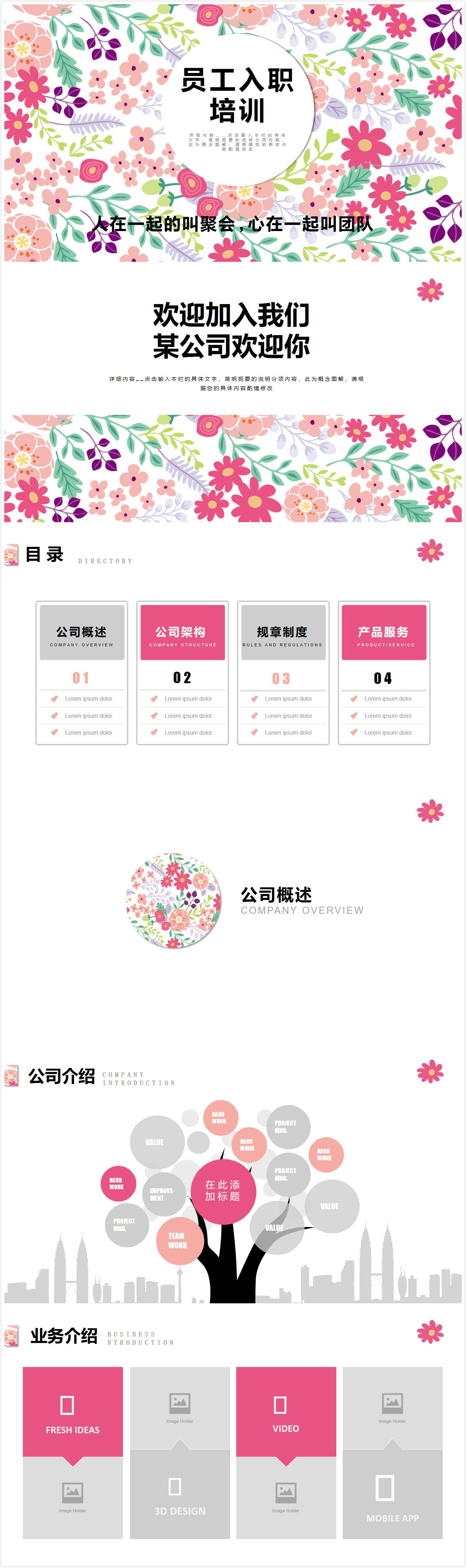 清新简约时尚商务员工入职培训ppt模板