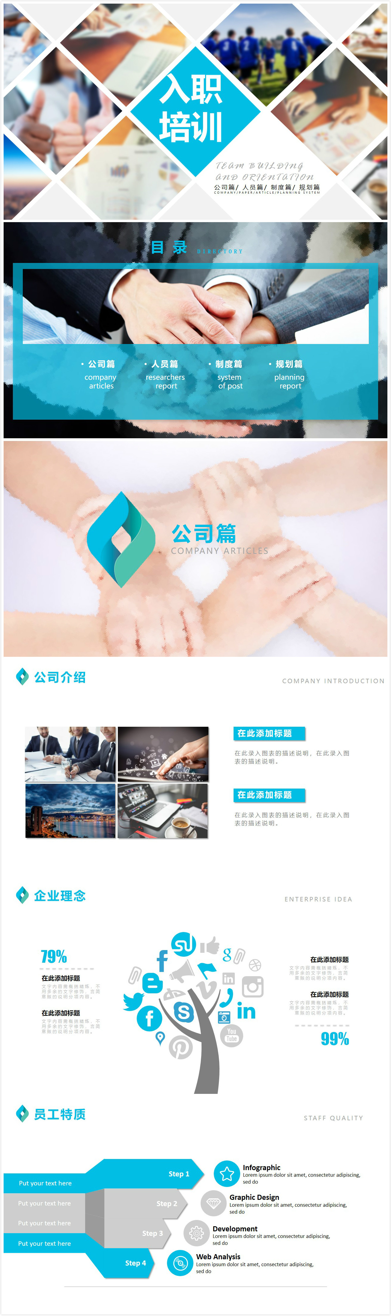 时尚简约清新公司员工入职培训ppt模板