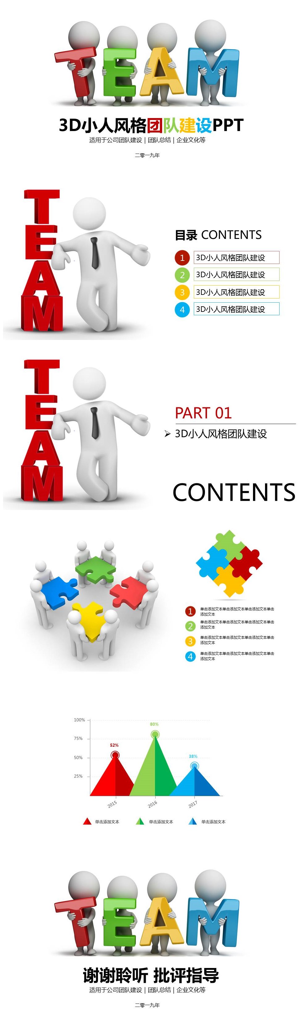 3D小人风格企业团队建设ppt模板