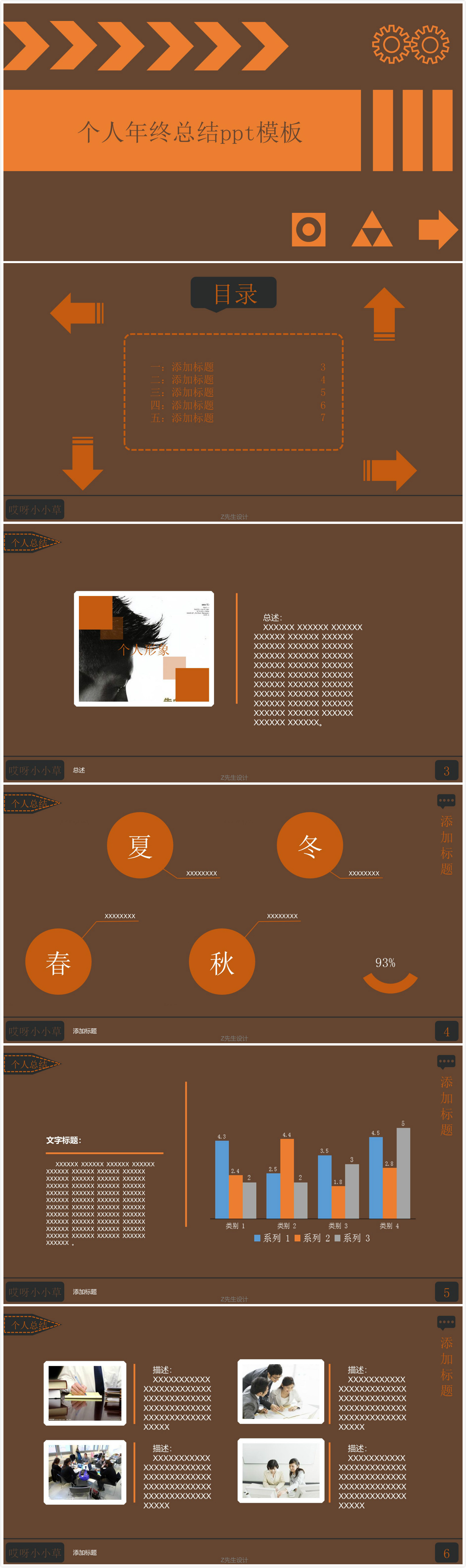 简洁清新实用个人年终总结ppt模板
