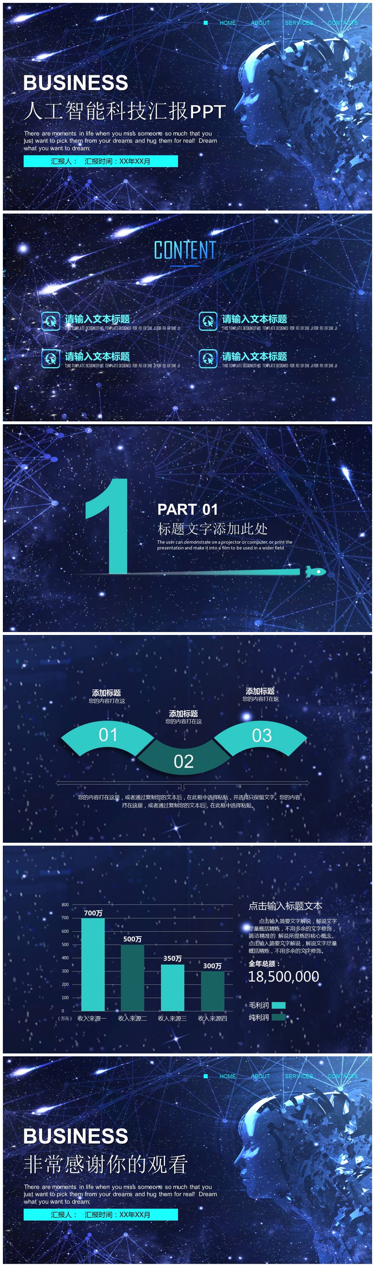 人工智能科技汇报ppt模板-聚给网