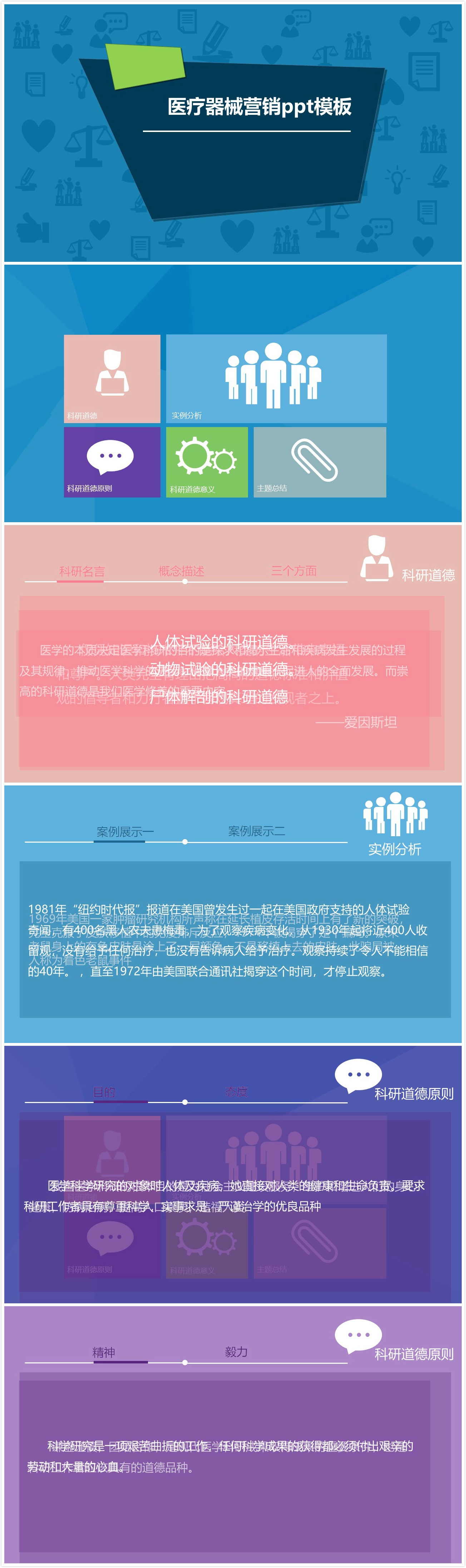 简洁清新实用医疗器械营销ppt模板-聚给网