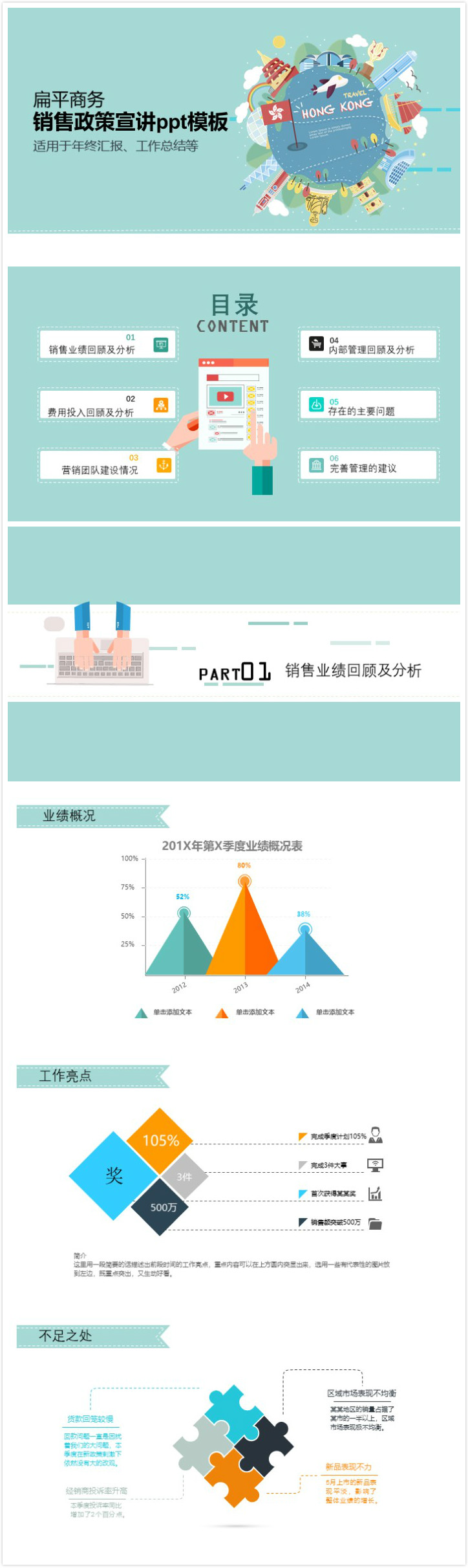 简洁大气时尚销售政策宣讲ppt模板-聚给网