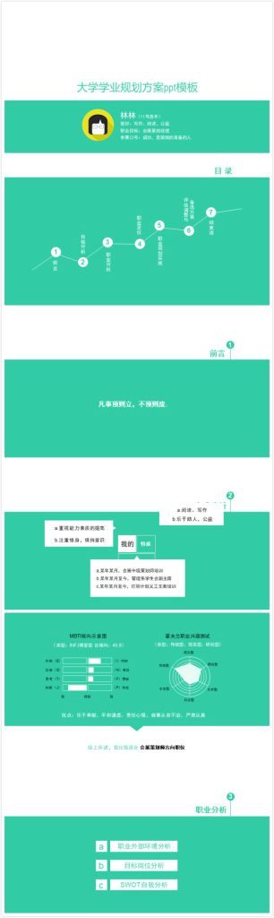 简洁时尚清新大学学业规划方案ppt模板-聚给网