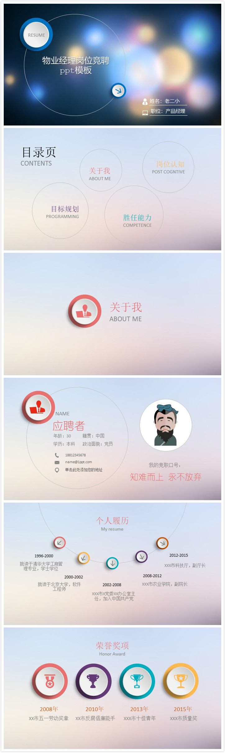 清新大气时尚物业经理岗位竞聘ppt模板