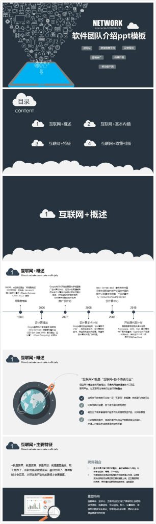清新大气时尚软件团队介绍ppt模板-聚给网