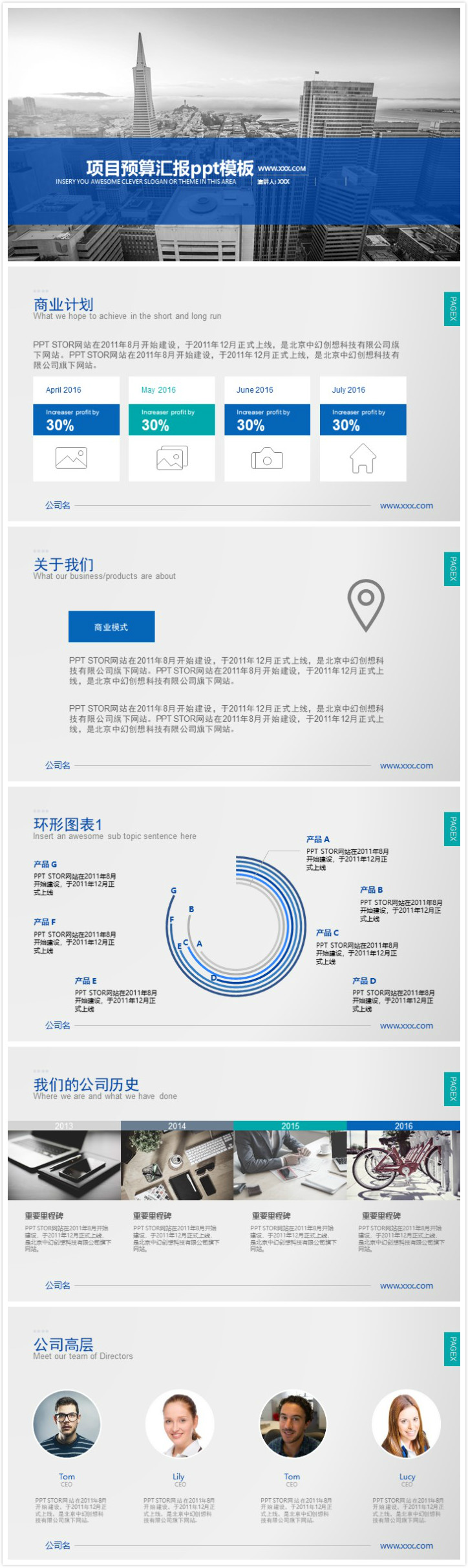 大气清新实用项目预算汇报ppt模板-聚给网