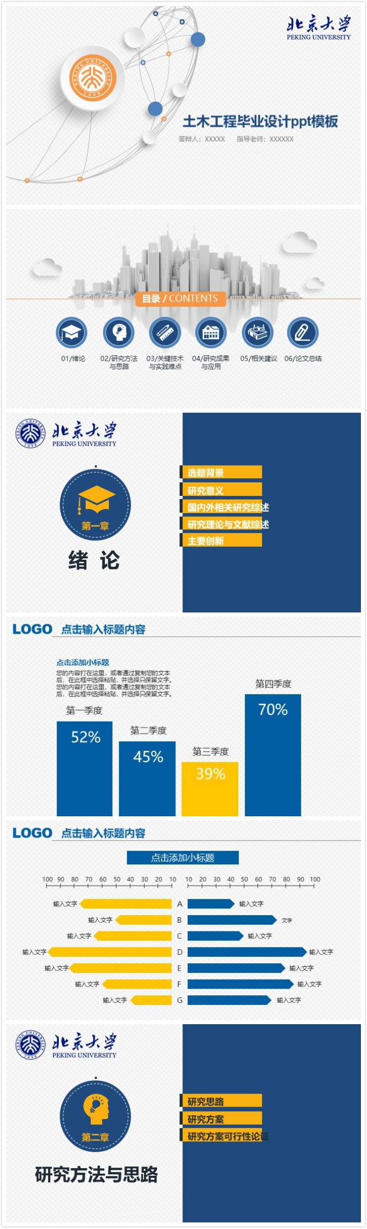 清新简洁时尚土木工程毕业设计ppt模板-聚给网