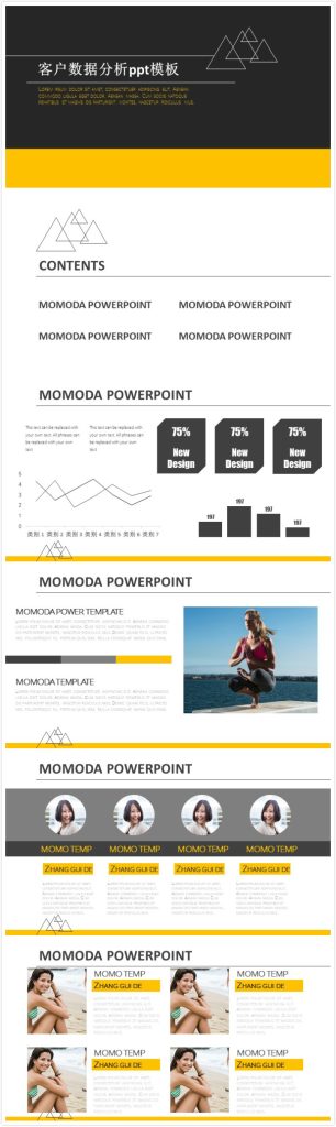 清新简洁时尚客户数据分析ppt模板-聚给网