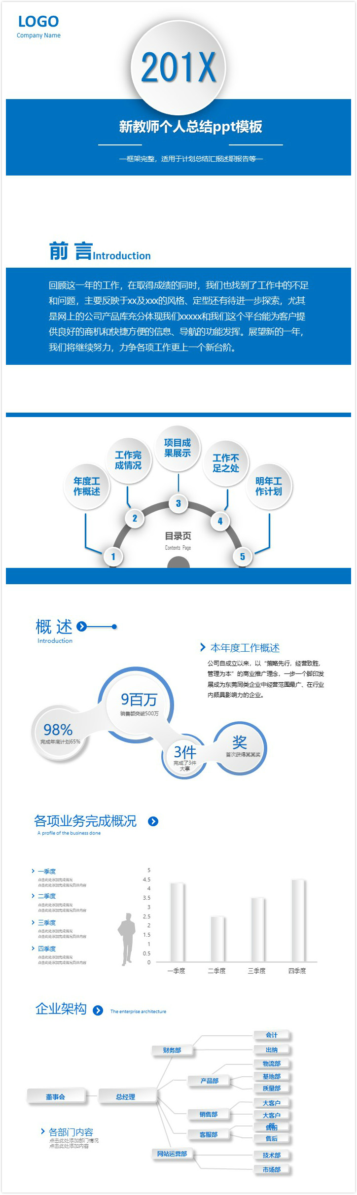 清新简洁大气新教师个人总结ppt模板-聚给网