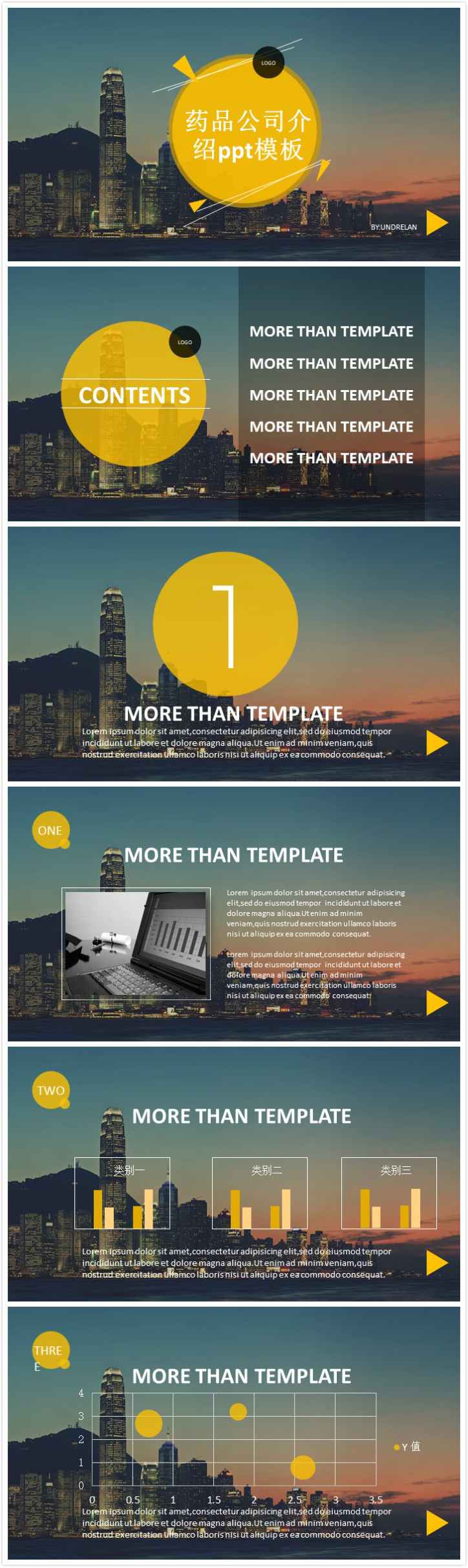 简洁大气清新药品公司介绍ppt模板