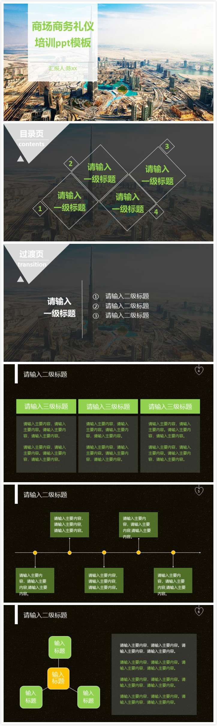 清新大气时尚商场商务礼仪培训ppt模板