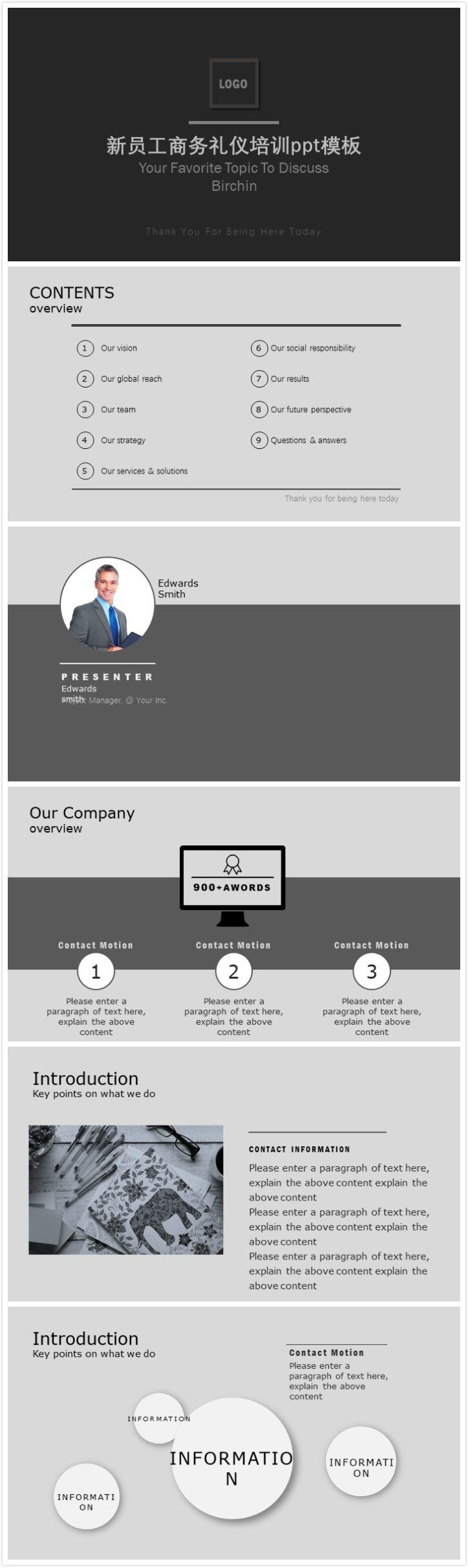 清新大气时尚新员工商务礼仪培训ppt模板