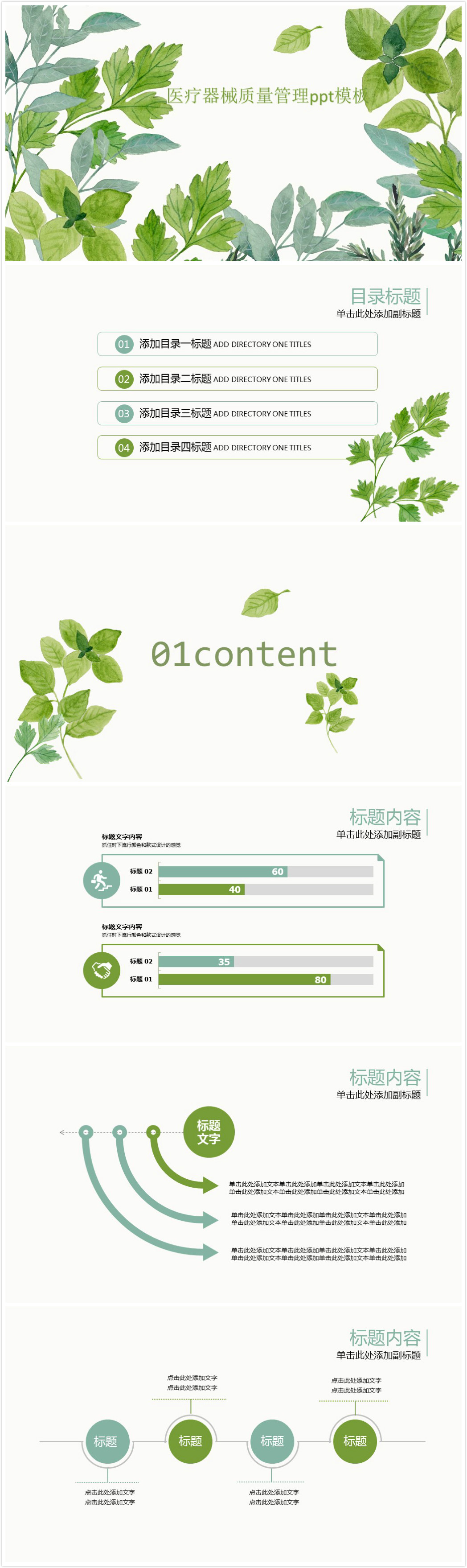 大气清新时尚医疗器械质量管理ppt模板-聚给网