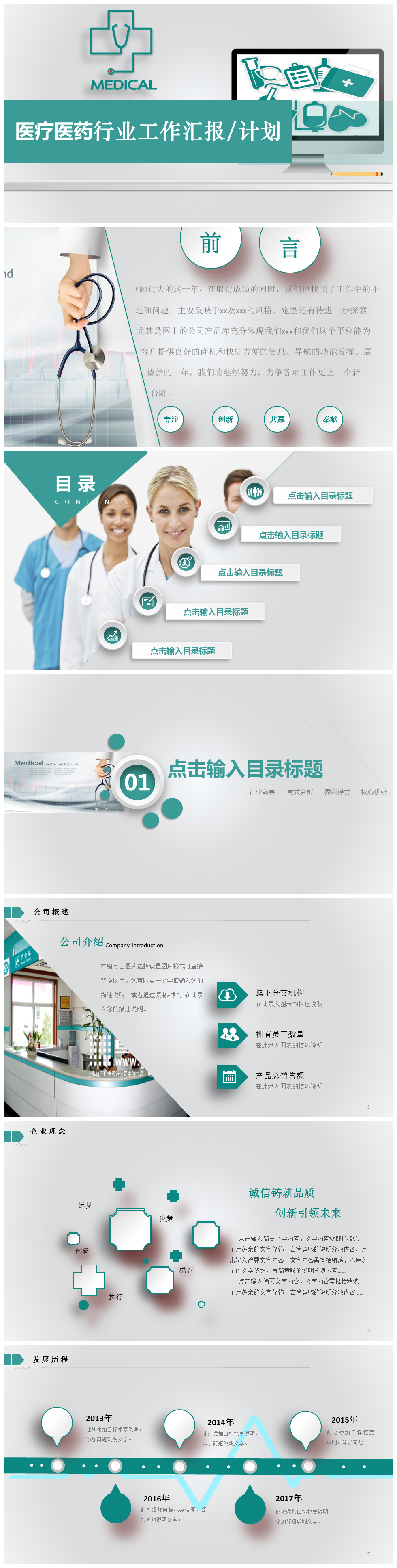 微立体医疗医药行业工作总结汇报PPT模板