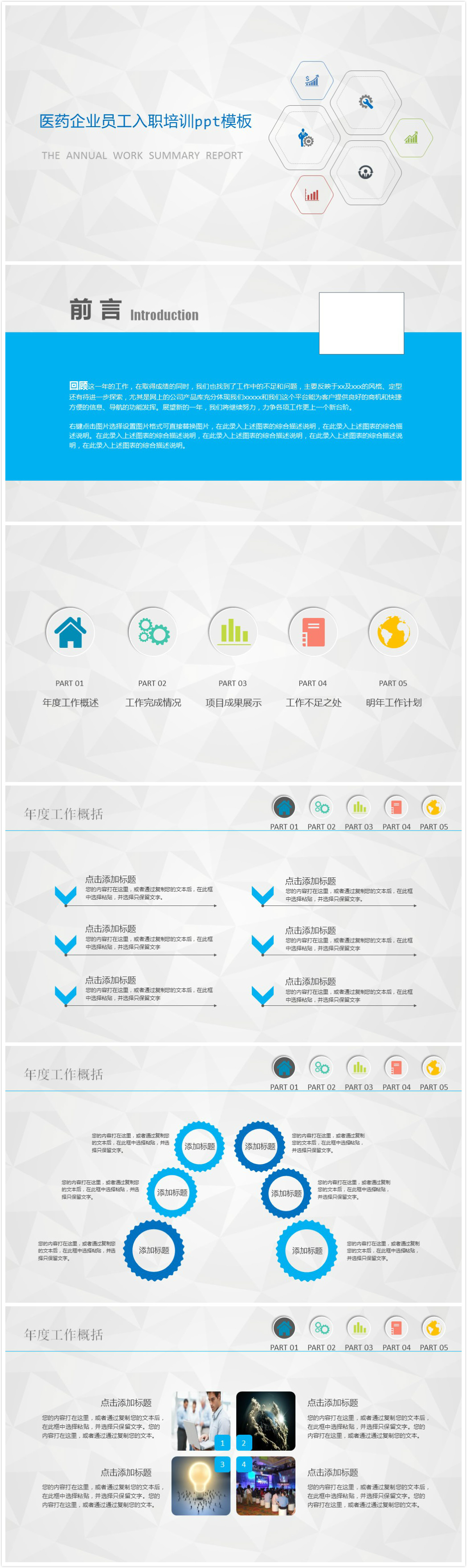 简洁时尚清新医药企业员工入职培训ppt模板