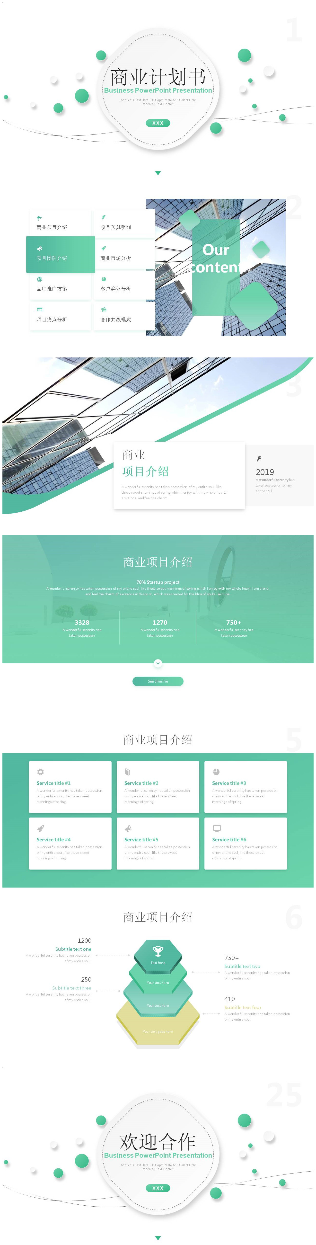 清新绿色商业计划书PPT模板