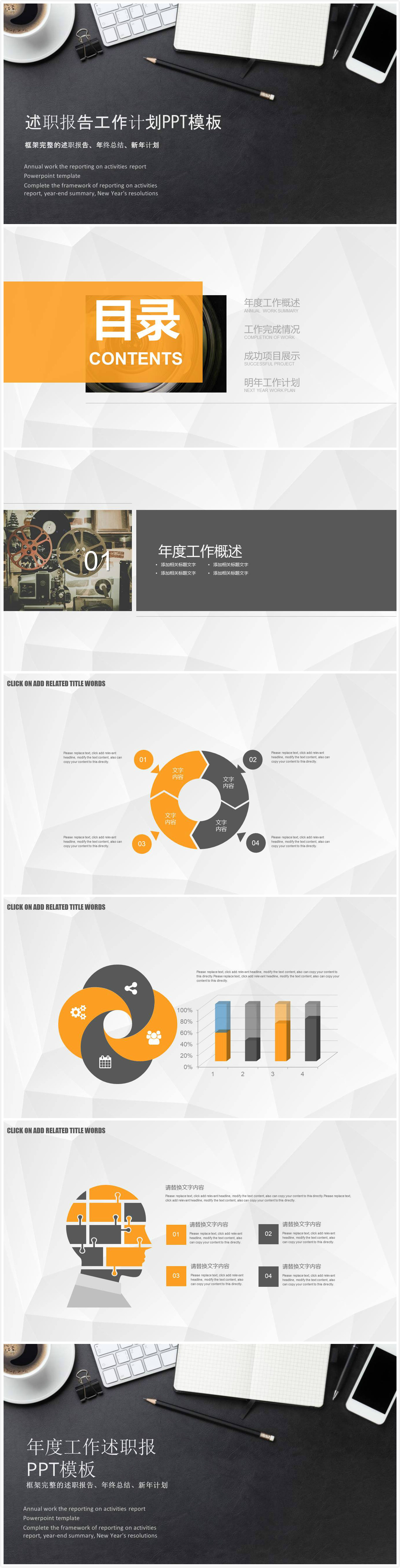 时尚大气简约转正述职报告ppt模板