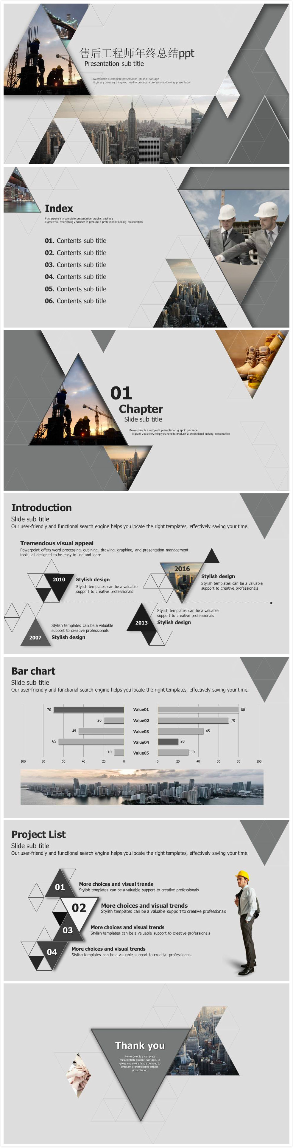 时尚简约大气售后工程师年终总结ppt