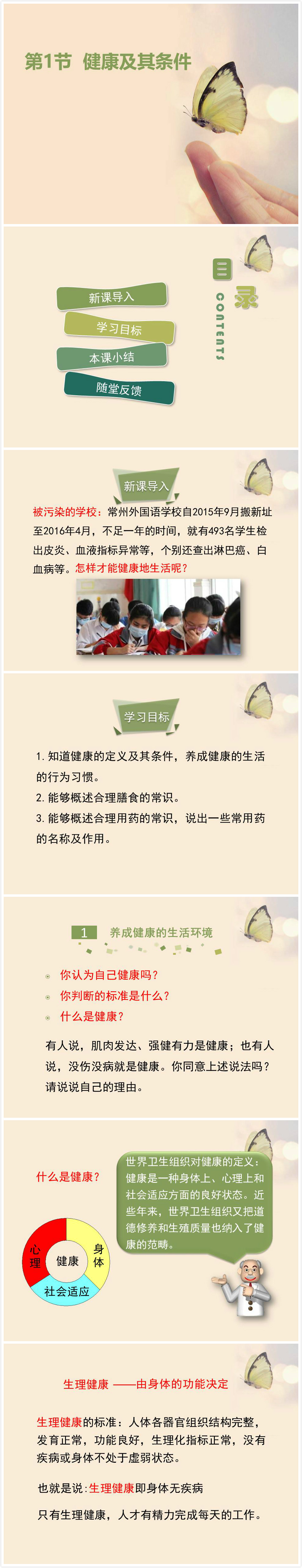 时尚简约大气健康及其条件课件ppt模板-聚给网