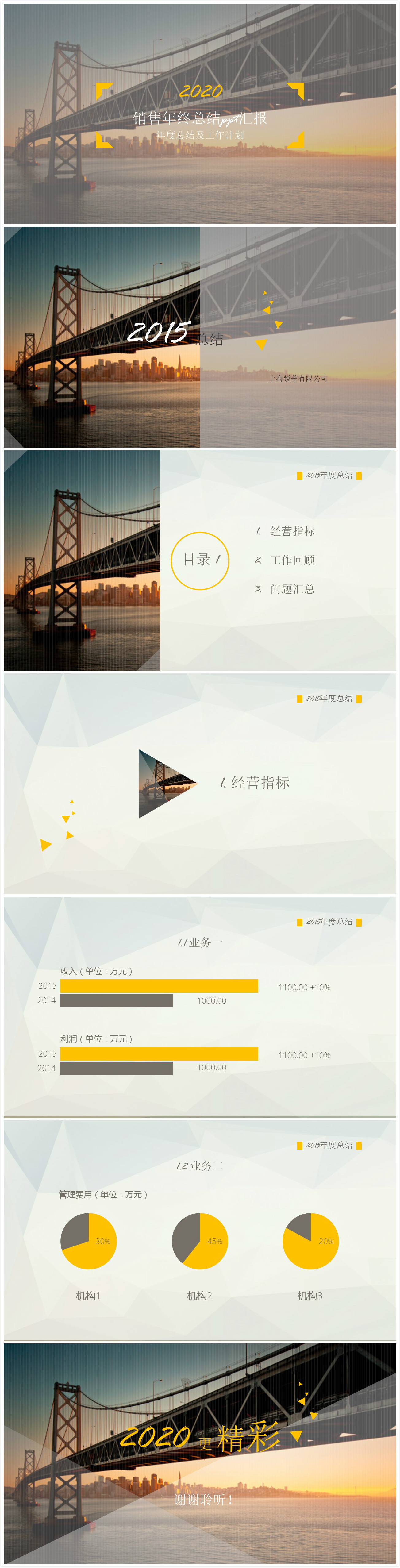 时尚简约大气跨海大桥销售年终总结ppt汇报