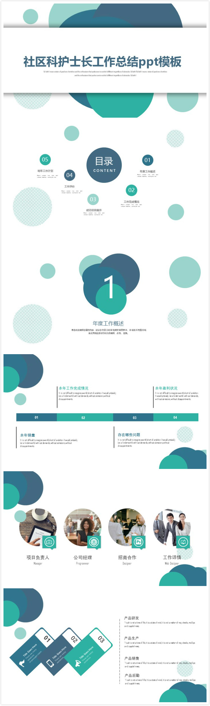 清新简洁时尚社区科护士长工作总结ppt模板