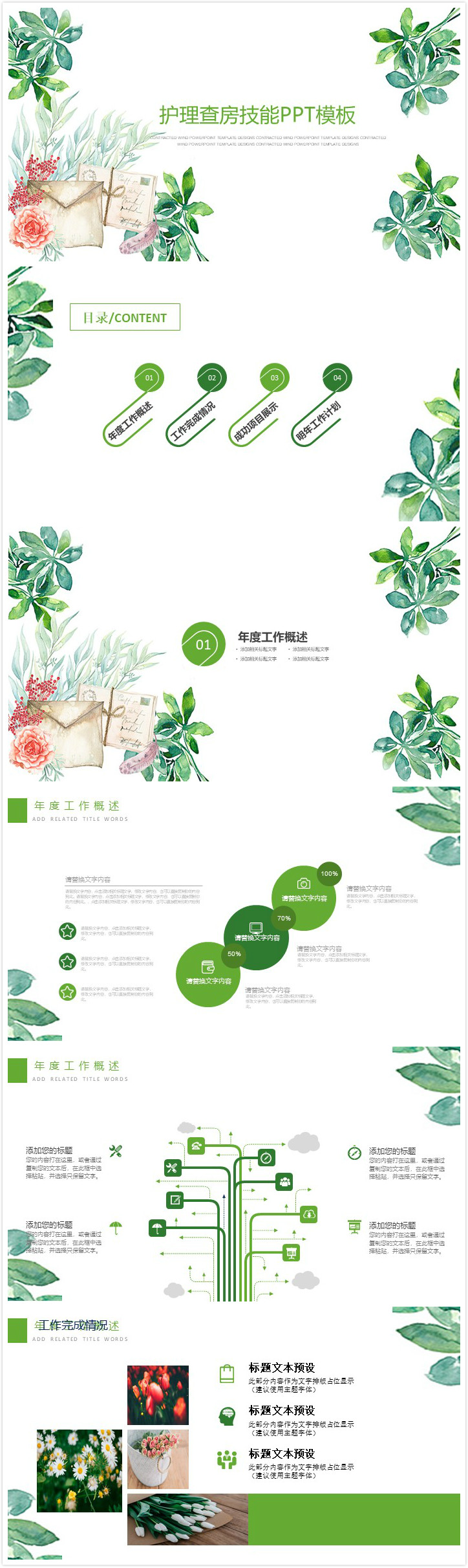 简洁清新时尚护理查房技能ppt模板-聚给网