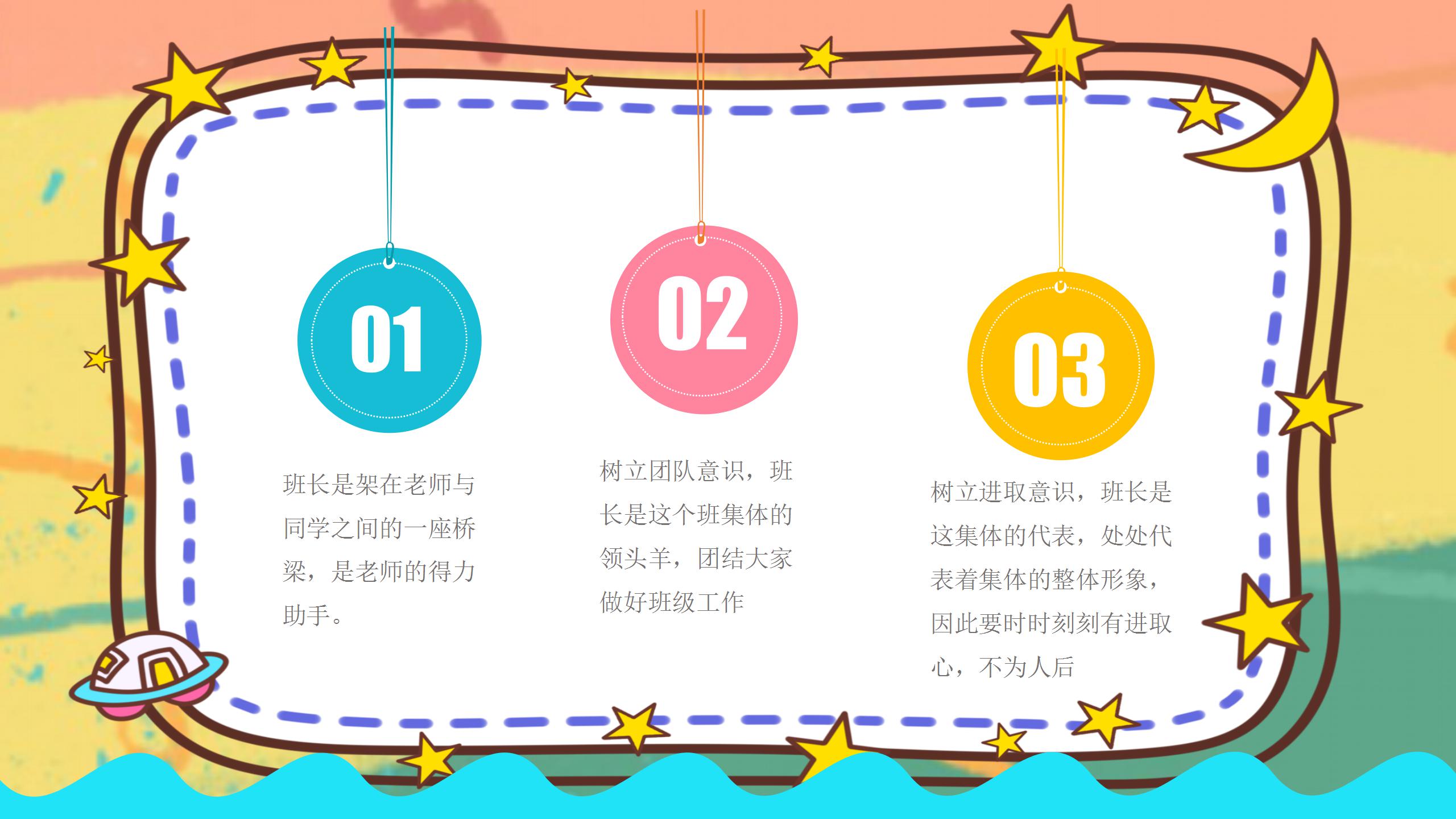 卡通小学生竞选班干部自我介绍ppt模板