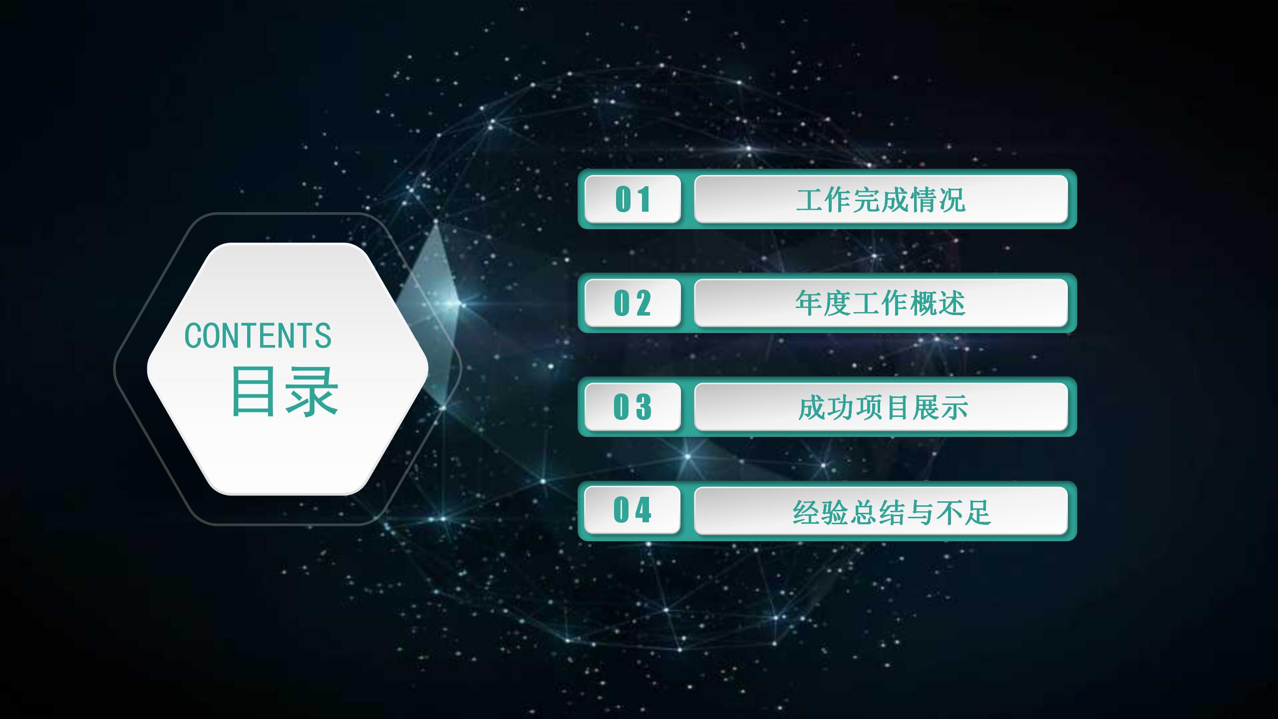 深蓝色浩瀚星空背景工作总结汇报PPT模板