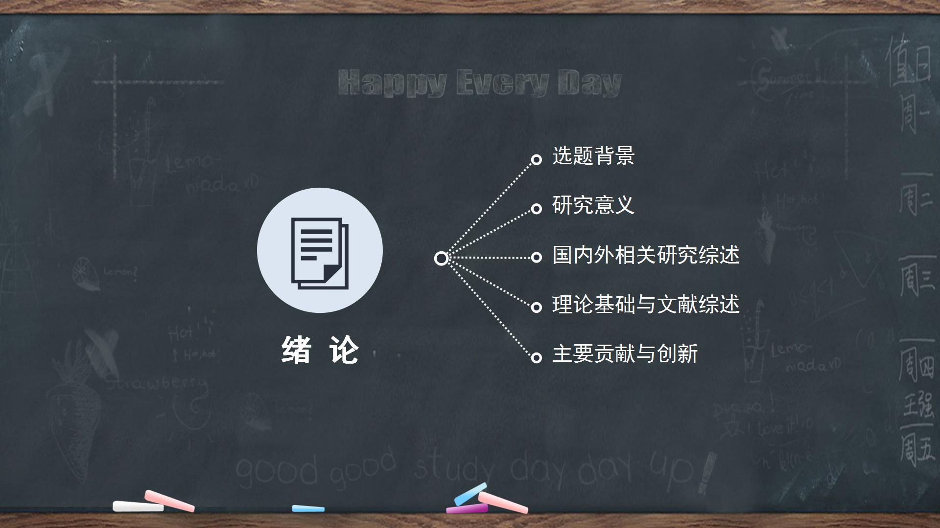 黑板风格硕士研究生答辩ppt模板
